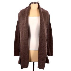 NWT Vince Sweater Coat. Wool, cashmere, alpaca blend. Black leather piped trim.